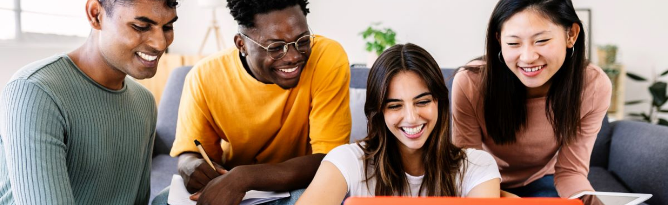 2025 MetaSlider 1300 x 400 Courses Young group of student friends studying together with computer at home