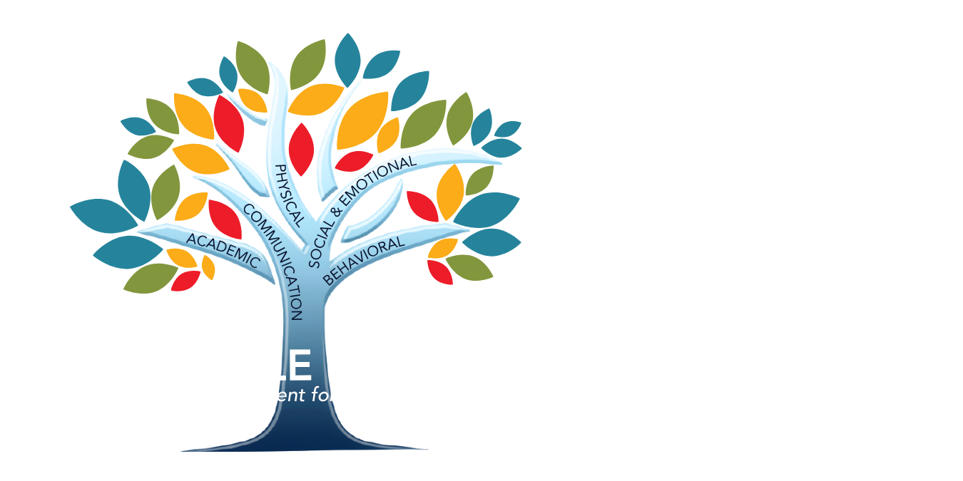 A blue background, A colorful tree with 5 branches with words on each: emotional, physical, social, academic, behavioral. Written across the trunk of the tree there are the words Whole Child. Underneath the trunk are the words Fueling Development for Learning and Life. To the right are the words Words WSCC Blueprints Guides for Whole Child Initiatives